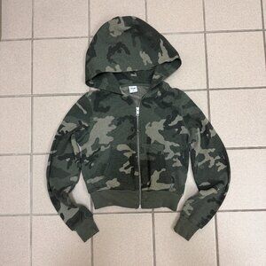 Tna Aritzia Camo Waffle Knit Cropped Zip Hoodie Women Size S